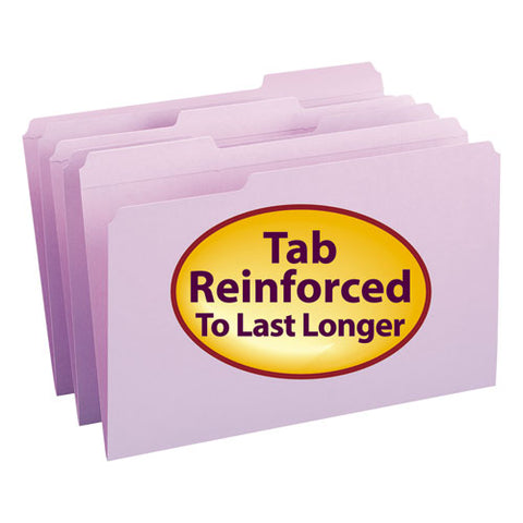 Reinforced Top Tab Colored File Folders, 1-3-cut Tabs, Legal Size, Lavender, 100-box