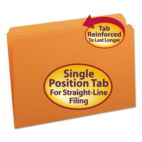 Reinforced Top Tab Colored File Folders, Straight Tab, Legal Size, Orange, 100-box