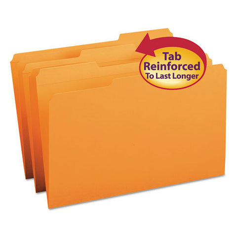 Reinforced Top Tab Colored File Folders, 1-3-cut Tabs, Legal Size, Orange, 100-box