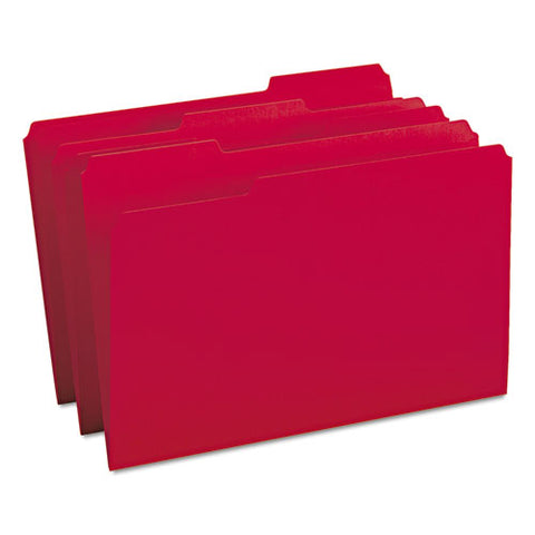 Colored File Folders, 1-3-cut Tabs, Legal Size, Red, 100-box