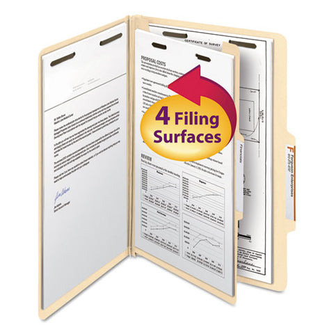 Manila Four- And Six-section Top Tab Classification Folders, 1 Divider, Legal Size, Manila, 10-box