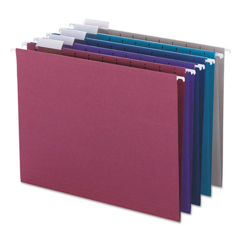 Colored Hanging File Folders, Letter Size, 1-5-cut Tab, Assorted, 25-box