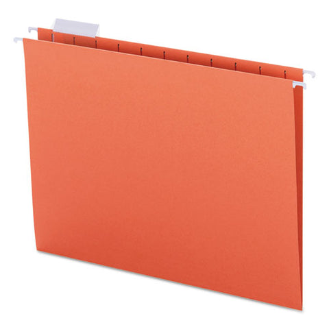 Colored Hanging File Folders, Letter Size, 1-5-cut Tab, Orange, 25-box