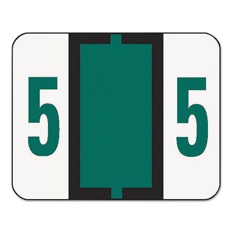 Numerical End Tab File Folder Labels, 5, 1 X 1.25, White, 500-roll