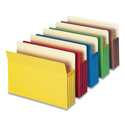 Colored File Pockets, 3.5" Expansion, Legal Size, Assorted, 5-pack