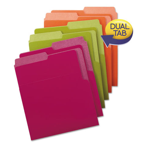 Organized Up Heavyweight Vertical File Folders, 1-2-cut Tabs, Letter Size, Assorted, 6-pack