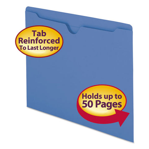 Colored File Jackets With Reinforced Double-ply Tab, Straight Tab, Letter Size, Blue, 100-box