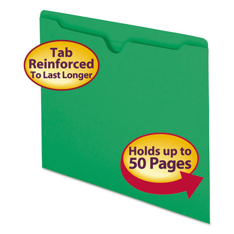Colored File Jackets With Reinforced Double-ply Tab, Straight Tab, Letter Size, Green, 100-box