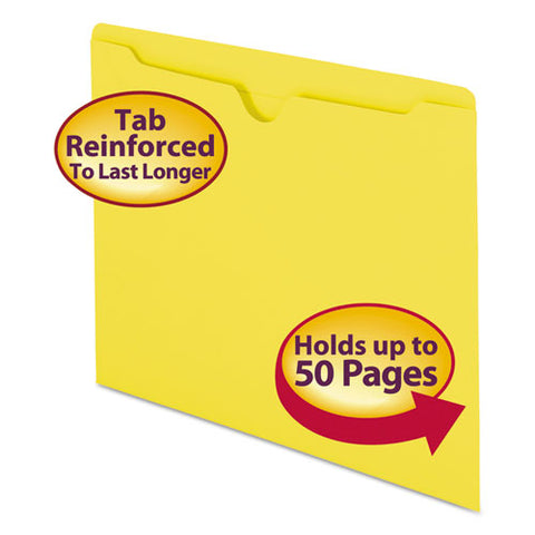 Colored File Jackets With Reinforced Double-ply Tab, Straight Tab, Letter Size, Yellow, 100-box