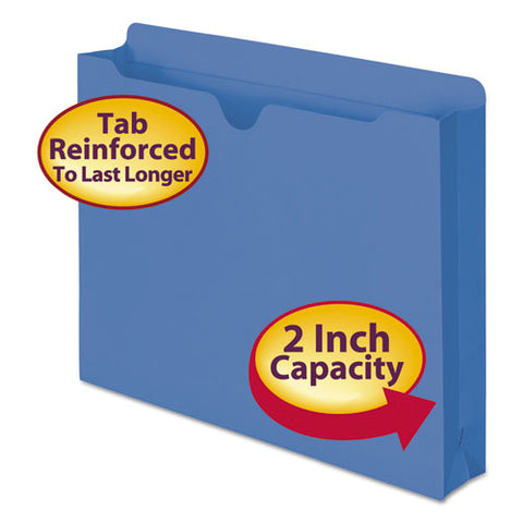 Colored File Jackets With Reinforced Double-ply Tab, Straight Tab, Letter Size, Blue, 50-box