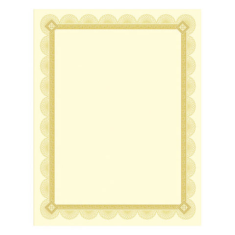 Premium Certificates, Ivory, Spiro Gold Foil Border, 66 Lb, 8.5 X 11, 15-pack