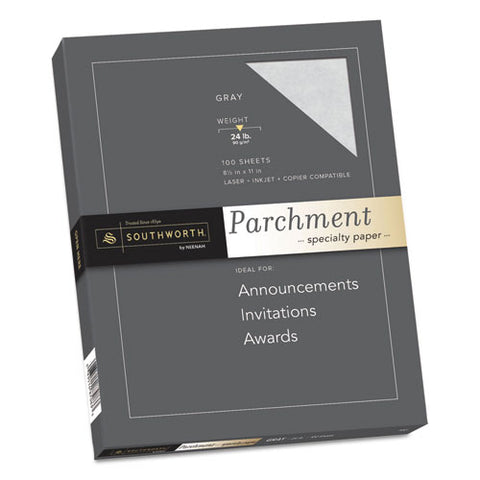 Parchment Specialty Paper, 24 Lb, 8.5 X 11, Gray, 100-pack