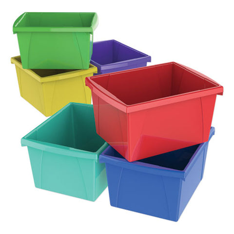 Storage Bins, 4 Gal, 10" X 12.63" X 7.75", Randomly Assorted Colors