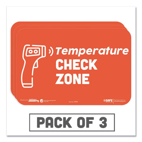 Besafe Messaging Education Wall Signs, 9 X 6, "temperature Check Zone", 3-pack