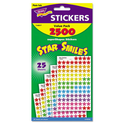 Sticker Assortment Pack, Smiling Star, 2500 Per Pack