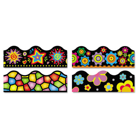 Terrific Trimmers Border, 2 1-4 X 39", Bright On Black, Assorted, 48-set