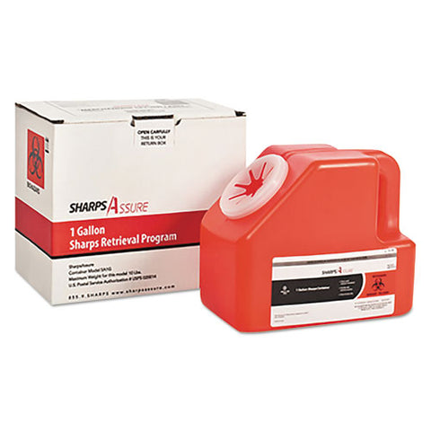 Sharps Retrieval Program Containers, 1 Gal, Cardboard-plastic, Red