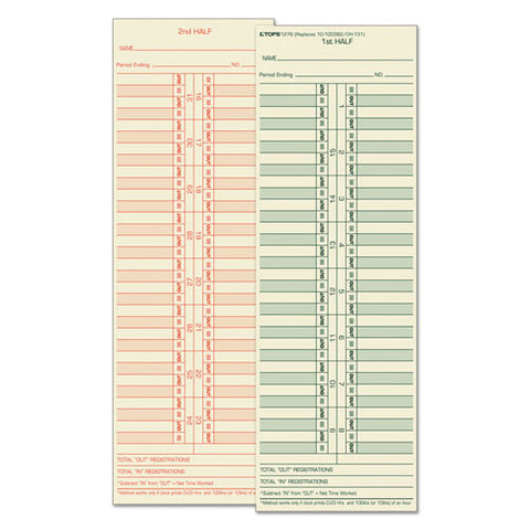 Time Card For Cincinnati-lathem-simplex-acroprint, Semi-monthly, 500-box