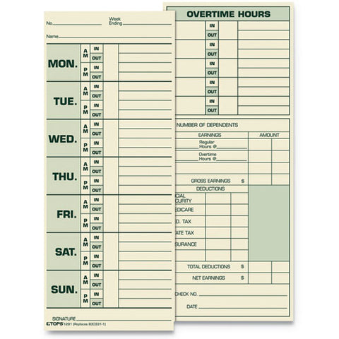 Time Card For Pyramid Model 331-10, Weekly, Two-sided, 3 1-2 X 8 1-2, 500-box