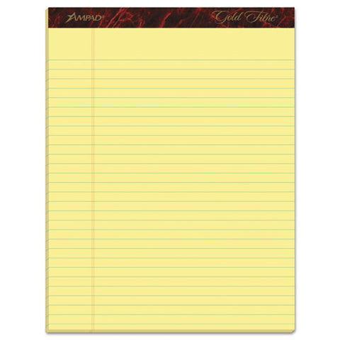 Gold Fibre Writing Pads, Wide-legal Rule, 8.5 X 11.75, Canary, 50 Sheets, Dozen