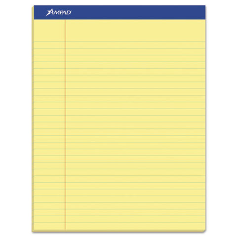 Recycled Writing Pads, Wide-legal Rule, 8.5 X 11.75, Canary, 50 Sheets, Dozen