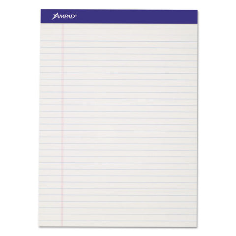 Perforated Writing Pads, Wide-legal Rule, 8.5 X 11.75, White, 50 Sheets, Dozen
