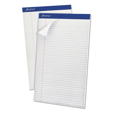 Perforated Writing Pads, Wide-legal Rule, 8.5 X 14, White, 50 Sheets, Dozen