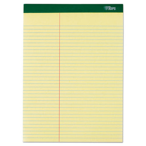 Double Docket Ruled Pads, Pitman Rule, 8.5 X 11.75, Canary, 100 Sheets, 6-pack