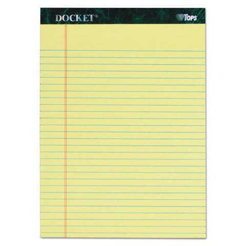 Docket Ruled Perforated Pads, Wide-legal Rule, 8.5 X 11.75, Canary, 50 Sheets, 6-pack