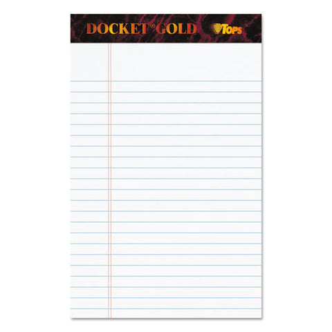 Docket Gold Ruled Perforated Pads, Narrow Rule, 5 X 8, White, 50 Sheets, 12-pack