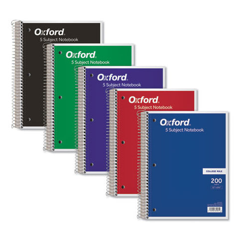 Coil-lock Wirebound Notebooks, 5 Subjects, Medium-college Rule, Assorted Color Covers, 11 X 8.5, 200 Sheets