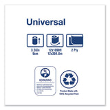 Universal Jumbo Bath Tissue, Septic Safe, 2-ply, White, 3.48" X 1,000 Ft, 12-carton