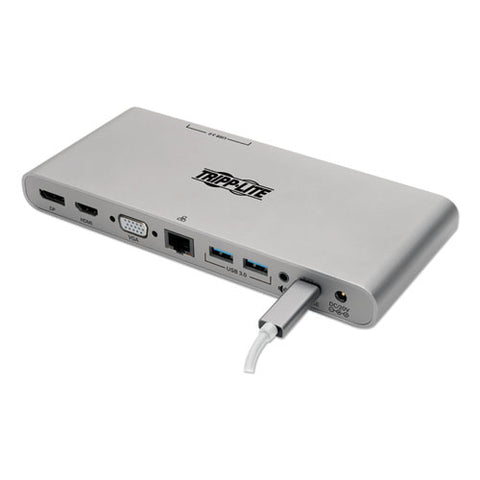 Usb Type-c Docking Station, 3.5mm-displayport-hdmi-rj45-thunderbolt 3-usb A-usb C-vga, Silver