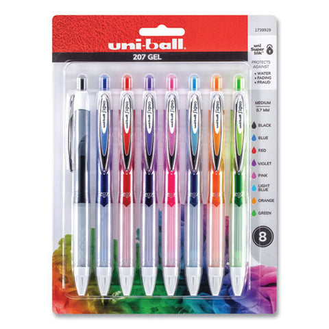 Signo 207 Retractable Gel Pen, Medium 0.7 Mm, Assorted Ink-barrel, 8-set