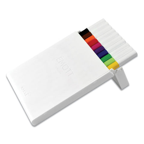 Emott Porous Point Pens, Fine 0.4 Mm, Assorted Ink, White Barrel, 10-set