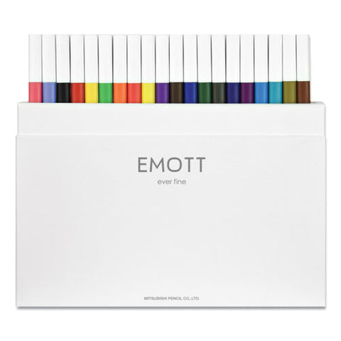 Emott Ever Fine Porous Point Pens, Fine 0.4 Mm, Assorted Ink, White Barrel, 40-set