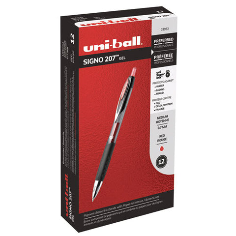 Signo 207 Retractable Gel Pen, 0.7 Mm, Red Ink, Smoke-black-red, Dozen