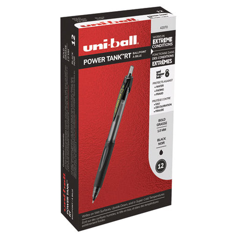 Power Tank Rt Retractable Ballpoint Pen, 1mm, Black Ink, Smoke-black Barrel, Dozen