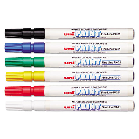 Permanent Marker, Fine Bullet Tip, Assorted Colors, 6-set