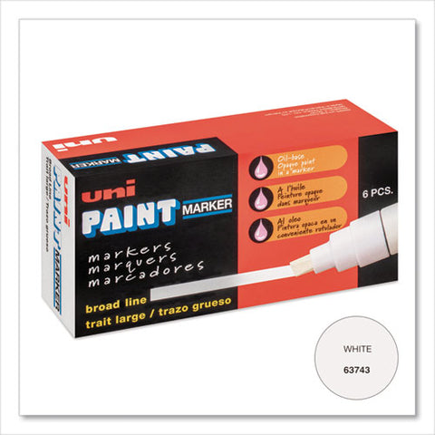 Permanent Marker, Broad Chisel Tip, White