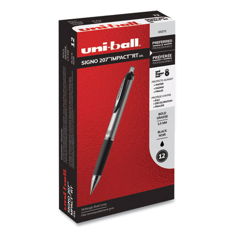 207 Impact Retractable Gel Pen, Bold 1mm, Black Ink, Black Barrel