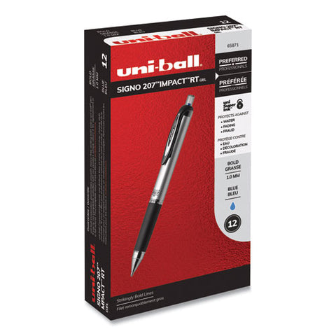 207 Impact Retractable Gel Pen, Bold 1mm, Blue Ink, Black-blue Barrel