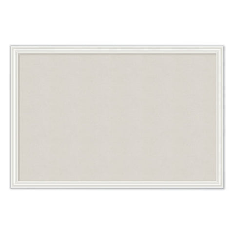 Linen Bulletin Board With Decor Frame, 30 X 20, Natural Surface-white Frame