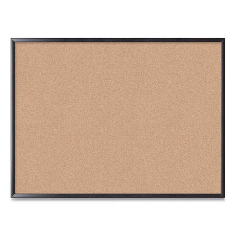 Cork Bulletin Board, 48 X 36, Natural Surface, Black Frame