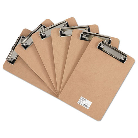Hardboard Clipboard With Low-profile Clip, 1-2" Capacity, 6 X 9, Brown, 6-pk