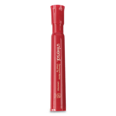 Chisel Tip Permanent Marker, Broad, Red, Dozen