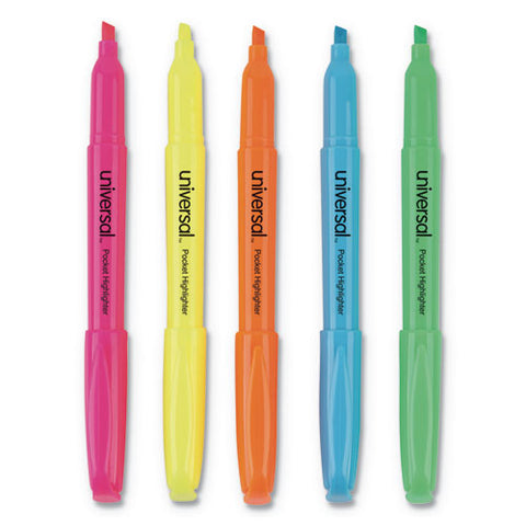 Pocket Highlighters, Chisel Tip, Assorted Colors, 5-set