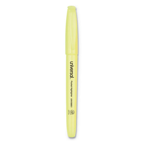 Pocket Highlighters, Chisel Tip, Fluorescent Yellow, Dozen
