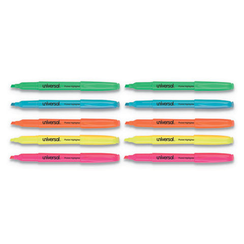 Pocket Highlighters, Chisel Tip, Assorted Colors, Dozen