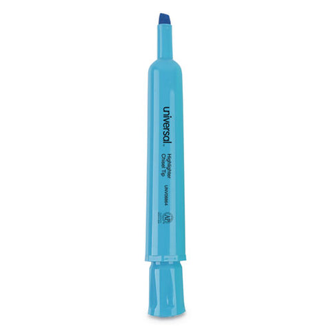 Desk Highlighters, Chisel Tip, Fluorescent Blue, Dozen